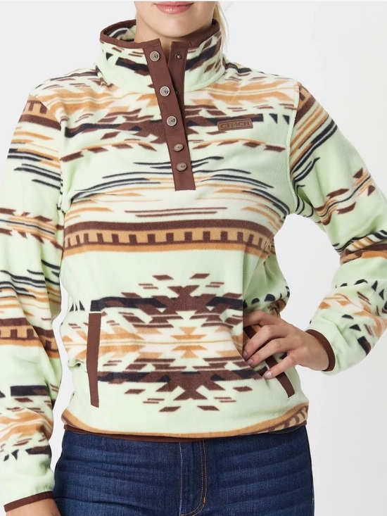 Cinch Jackets & Blazers - NWT Cinch Women’s Lime & Brown Aztec Sweater XXL